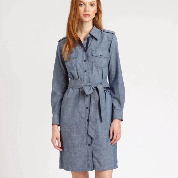 Tory Burch Dresses & Skirts - Tory Burch Blue Brigitte Chambray Shirt Mini Dress Size 6 - 41640